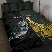 New Zealand and South Africa Rugby Quilt Bed Set Silver Fern With Springboks LT15 Black - Polynesian Pride