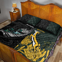 New Zealand and South Africa Rugby Quilt Bed Set Silver Fern With Springboks LT15 - Polynesian Pride