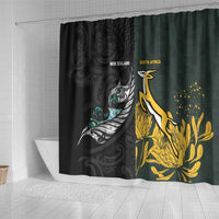 New Zealand and South Africa Rugby Shower Curtain Silver Fern With Springboks LT15 - Polynesian Pride