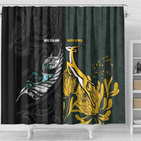 New Zealand and South Africa Rugby Shower Curtain Silver Fern With Springboks LT15 - Polynesian Pride