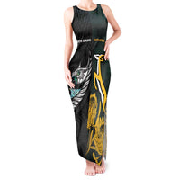 New Zealand and South Africa Rugby Custom Tank Maxi Dress Silver Fern With Springboks LT15 Women Black - Polynesian Pride
