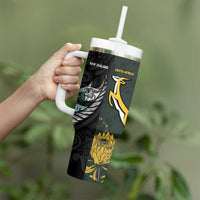 New Zealand and South Africa Rugby Custom Tumbler With Handle Silver Fern With Springboks LT15 - Polynesian Pride