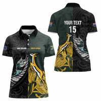 New Zealand and South Africa Rugby Custom Women Polo Shirt Silver Fern With Springboks LT15 - Polynesian Pride