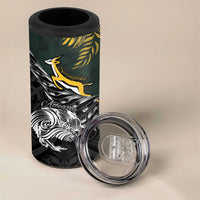 New Zealand and South Africa Rugby Personalised 4 in 1 Can Cooler Tumbler Maori Kiwi With Springboks LT15 - Polynesian Pride