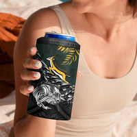 New Zealand and South Africa Rugby Personalised 4 in 1 Can Cooler Tumbler Maori Kiwi With Springboks LT15 - Polynesian Pride