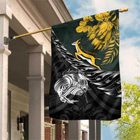 New Zealand and South Africa Rugby Garden Flag Maori Kiwi With Springboks LT15 House Flag Black - Polynesian Pride