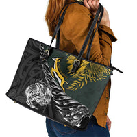New Zealand and South Africa Rugby Leather Tote Bag Maori Kiwi With Springboks LT15 - Polynesian Pride