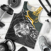 New Zealand and South Africa Rugby Personalised Men Tank Top Maori Kiwi With Springboks LT15 - Polynesian Pride
