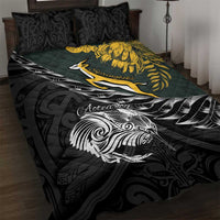 New Zealand and South Africa Rugby Quilt Bed Set Maori Kiwi With Springboks LT15 Black - Polynesian Pride
