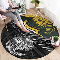New Zealand and South Africa Rugby Round Carpet Maori Kiwi With Springboks LT15 - Polynesian Pride