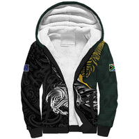 New Zealand and South Africa Rugby Personalised Sherpa Hoodie Maori Kiwi With Springboks LT15 Unisex Black - Polynesian Pride