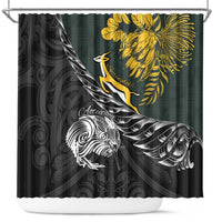 New Zealand and South Africa Rugby Shower Curtain Maori Kiwi With Springboks LT15 Black - Polynesian Pride