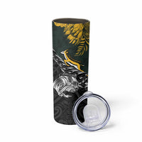 New Zealand and South Africa Rugby Personalised Skinny Tumbler Maori Kiwi With Springboks LT15 - Polynesian Pride