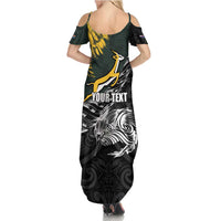 New Zealand and South Africa Rugby Personalised Summer Maxi Dress Maori Kiwi With Springboks LT15 - Polynesian Pride