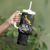 New Zealand and South Africa Rugby Personalised Tumbler With Handle Maori Kiwi With Springboks LT15 - Polynesian Pride