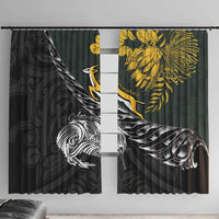 New Zealand and South Africa Rugby Window Curtain Maori Kiwi With Springboks LT15 With Hooks Black - Polynesian Pride
