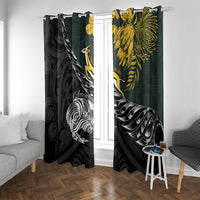 New Zealand and South Africa Rugby Window Curtain Maori Kiwi With Springboks LT15 With Grommets Black - Polynesian Pride
