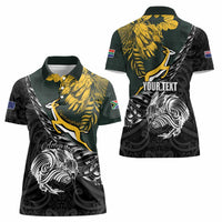 New Zealand and South Africa Rugby Personalised Women Polo Shirt Maori Kiwi With Springboks LT15 - Polynesian Pride
