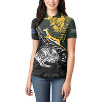 New Zealand and South Africa Rugby Personalised Women Polo Shirt Maori Kiwi With Springboks LT15 - Polynesian Pride