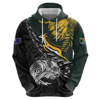 New Zealand and South Africa Rugby Personalised Zip Hoodie Maori Kiwi With Springboks LT15 - Polynesian Pride