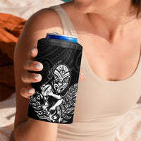 New Zealand Silver Fern Rugby Custom 4 in 1 Can Cooler Tumbler Maori Tiki Black Version LT15 - Polynesian Pride