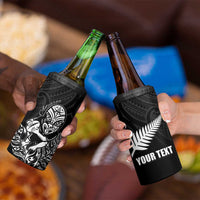 New Zealand Silver Fern Rugby Custom 4 in 1 Can Cooler Tumbler Maori Tiki Black Version LT15 - Polynesian Pride