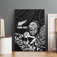 New Zealand Silver Fern Rugby Custom Canvas Wall Art Maori Tiki Black Version