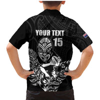 New Zealand Silver Fern Rugby Custom Family Matching Mermaid Dress and Hawaiian Shirt Maori Tiki Black Version LT15 - Polynesian Pride