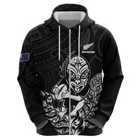 New Zealand Silver Fern Rugby Custom Hoodie Maori Tiki Black Version