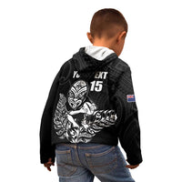 New Zealand Silver Fern Rugby Custom Kid Hoodie Maori Tiki Black Version