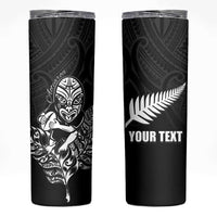 New Zealand Silver Fern Rugby Custom Skinny Tumbler Maori Tiki Black Version