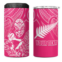 New Zealand Silver Fern Rugby Custom 4 in 1 Can Cooler Tumbler Maori Tiki Pink Version LT15 One Size: 16 oz Pink - Polynesian Pride