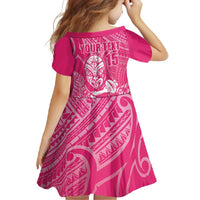 New Zealand Silver Fern Rugby Custom Family Matching Off Shoulder Maxi Dress and Hawaiian Shirt Maori Tiki Pink Version LT15 - Polynesian Pride