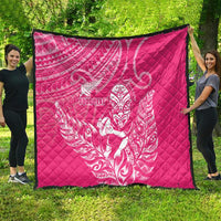New Zealand Silver Fern Rugby Custom Quilt Maori Tiki Pink Version