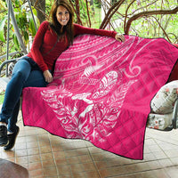 New Zealand Silver Fern Rugby Custom Quilt Maori Tiki Pink Version