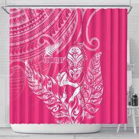 New Zealand Silver Fern Rugby Custom Shower Curtain Maori Tiki Pink Version