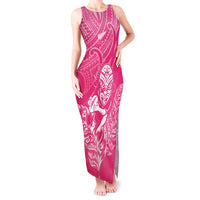 New Zealand Silver Fern Rugby Custom Tank Maxi Dress Maori Tiki Pink Version