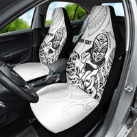 New Zealand Silver Fern Rugby Custom Car Seat Cover Maori Tiki White Version LT15 - Polynesian Pride