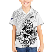 New Zealand Silver Fern Rugby Custom Family Matching Puletasi and Hawaiian Shirt Maori Tiki White Version