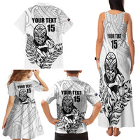 New Zealand Silver Fern Rugby Custom Family Matching Tank Maxi Dress and Hawaiian Shirt Maori Tiki White Version