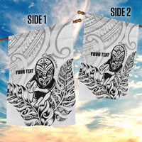New Zealand Silver Fern Rugby Custom Garden Flag Maori Tiki White Version