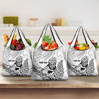 New Zealand Silver Fern Rugby Custom Grocery Bag Maori Tiki White Version