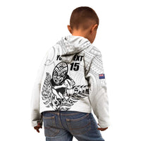 New Zealand Silver Fern Rugby Custom Kid Hoodie Maori Tiki White Version