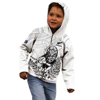 New Zealand Silver Fern Rugby Custom Kid Hoodie Maori Tiki White Version