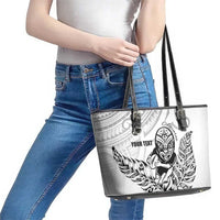 New Zealand Silver Fern Rugby Custom Leather Tote Bag Maori Tiki White Version