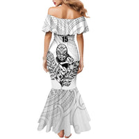 New Zealand Silver Fern Rugby Custom Mermaid Dress Maori Tiki White Version