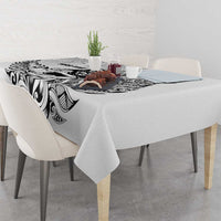 New Zealand Silver Fern Rugby Custom Tablecloth Maori Tiki White Version
