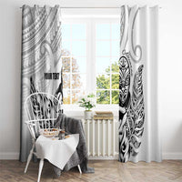 New Zealand Silver Fern Rugby Custom Window Curtain Maori Tiki White Version