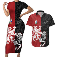 Custom British Lions New Zealand Couples Matching Short Sleeve Bodycon Dress and Hawaiian Shirt Unique Style - Polynesian Pride