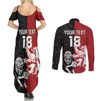 Custom British Lions New Zealand Couples Matching Summer Maxi Dress and Long Sleeve Button Shirt Unique Style - Polynesian Pride